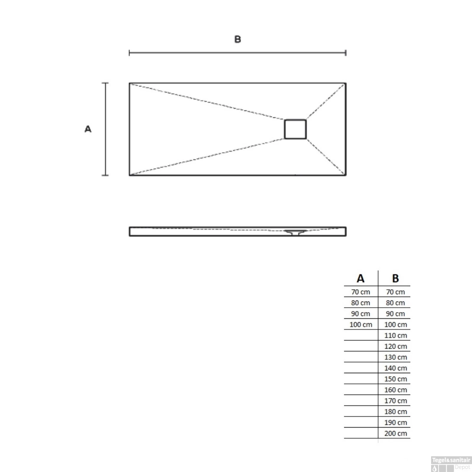 Douchebak Texence Slate Met Afvoer Hoogwaardig Composiet (alle Maten, Alle Kleuren) - Afbeelding 4