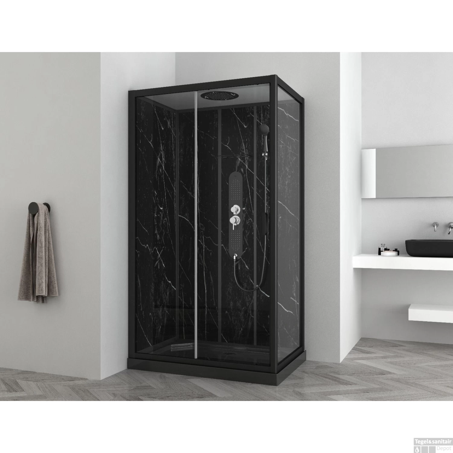 Douchecabine Allibert Alep Hoekmodel 120x80x225 Cm Rechthoek Frontale Instap Met Schuifdeur - Afbeelding 2