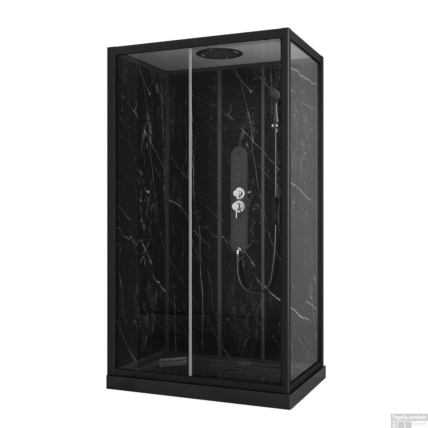 Douchecabine Allibert Alep Hoekmodel 120x80x225 Cm Rechthoek Frontale Instap Met Schuifdeur