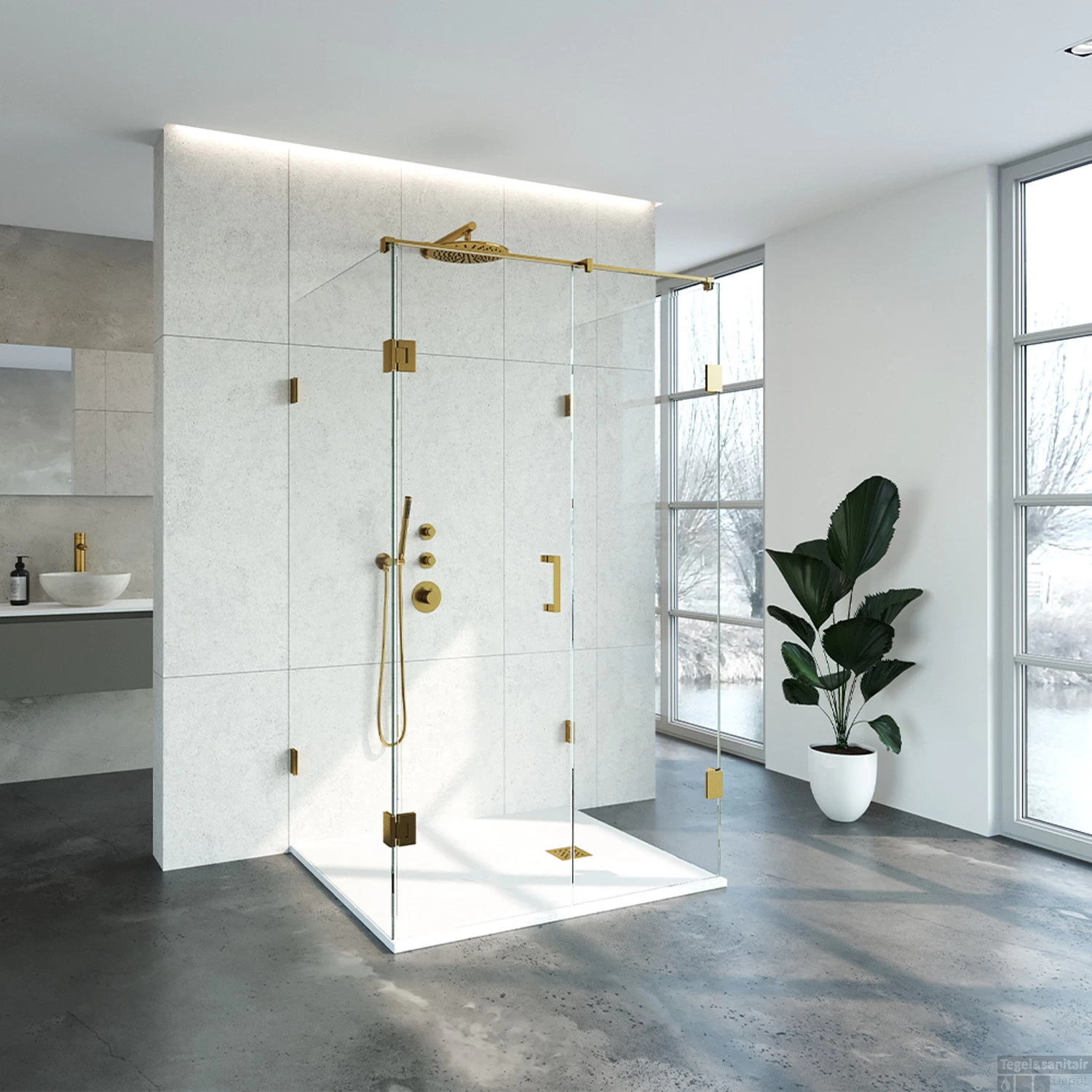 Douchecabine Compleet Just Creating Profielloos XL 100x120 Cm Goud - Afbeelding 2