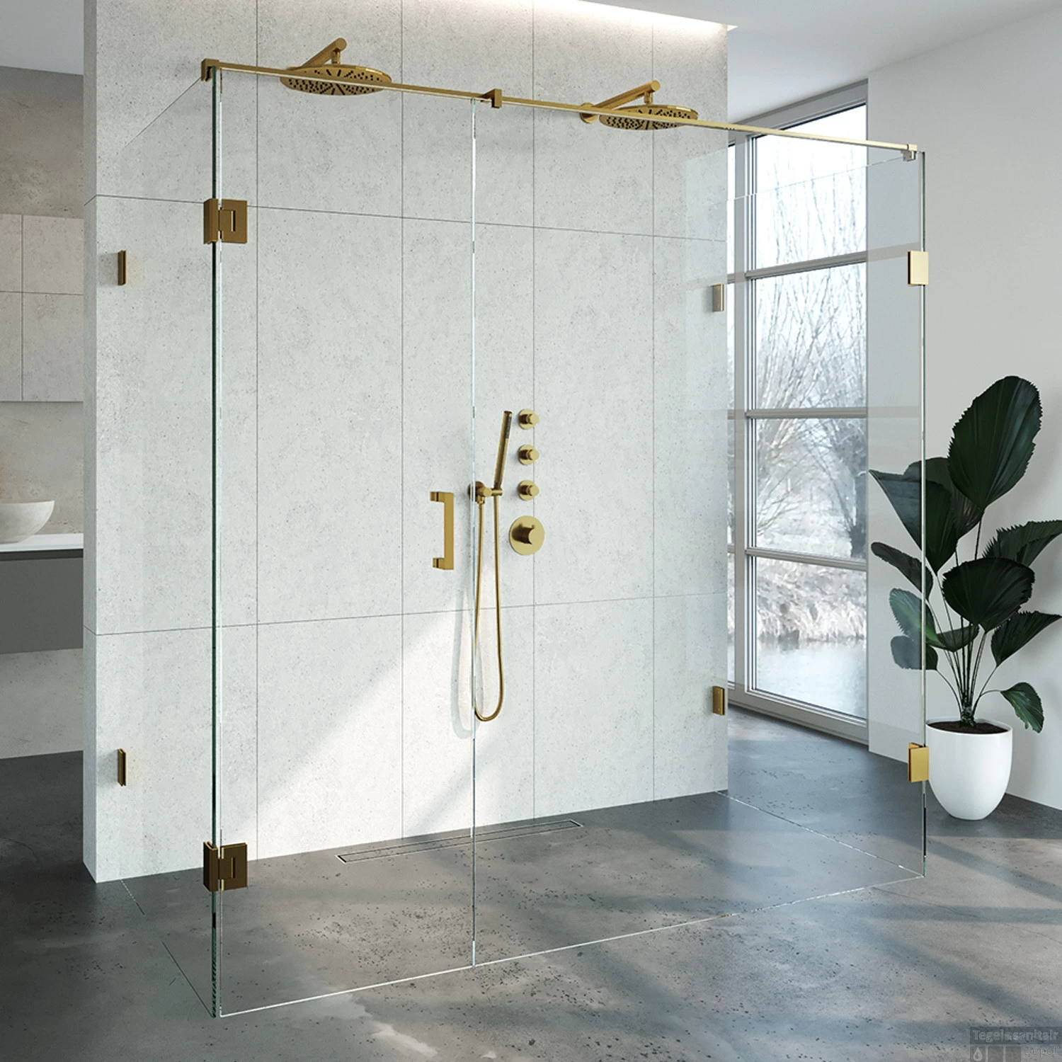 Douchecabine Compleet Just Creating Profielloos XL 100x200 Cm Goud