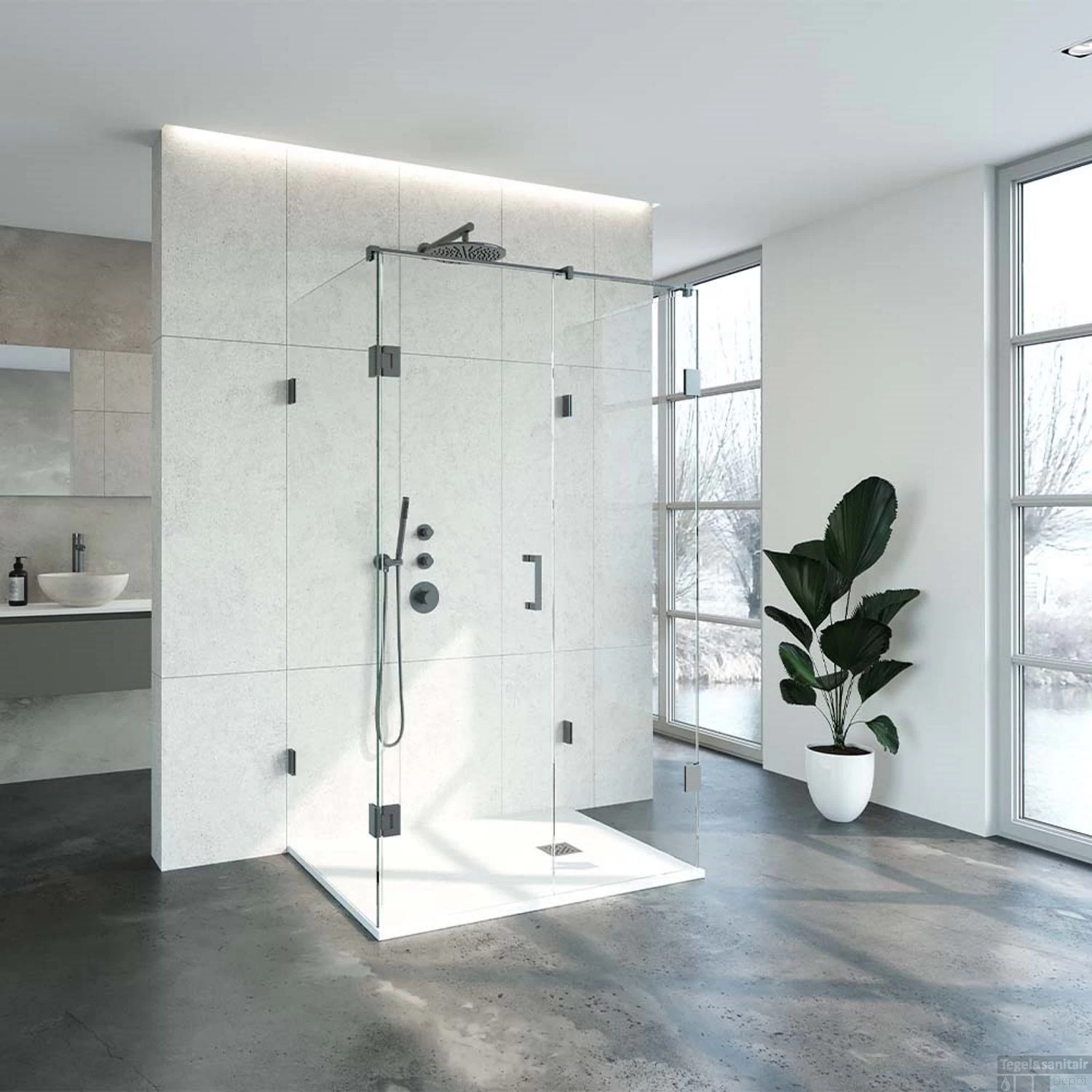 Douchecabine Compleet Just Creating Profielloos XL 90x120 Cm Gunmetal - Afbeelding 2