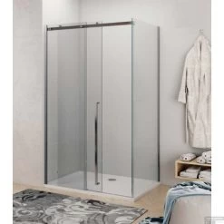 Douchecabine Lacus La Maddalena 150 Cm Schuifdeur Met Zijwand RVS Profiel