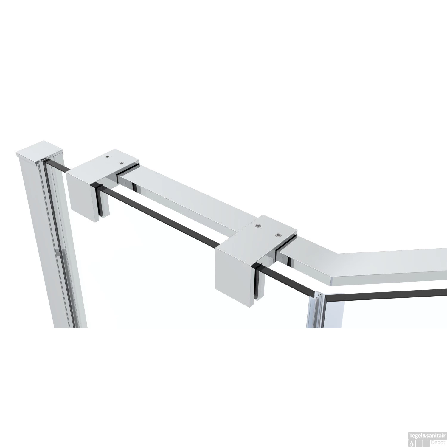 Douchecabine Van Rijn ST05 Vijfhoek Met Standaard Deur 100x200 Cm 8 Mm Helder Glas Chroom - Afbeelding 2