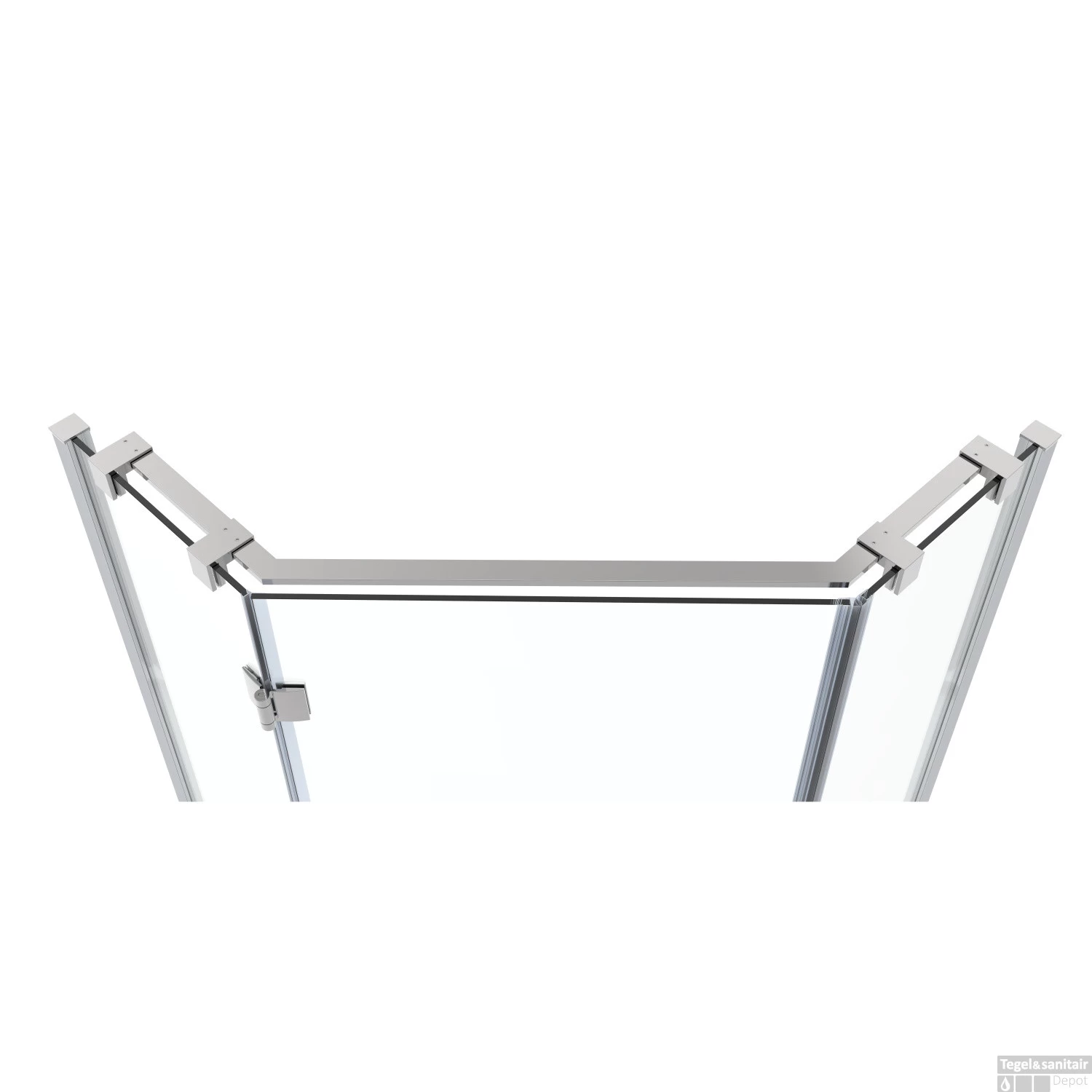 Douchecabine Van Rijn ST05 Vijfhoek Met Standaard Deur 100x200 Cm 8 Mm Helder Glas Chroom - Afbeelding 3