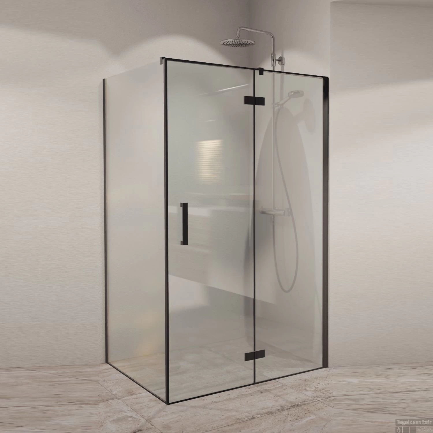 Douchecabine Boss & Wessing PC NIZ 100x... Cm 8mm Veiligheidsglas NANO Coating Mat Zwart