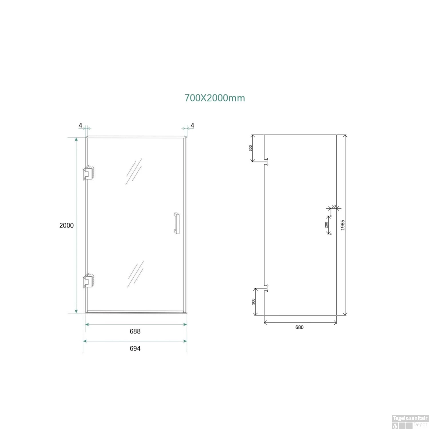 BWS Douchedeur Profielloos | Modern | Nisdeur | (Alle Kleuren En Maten) - Afbeelding 5
