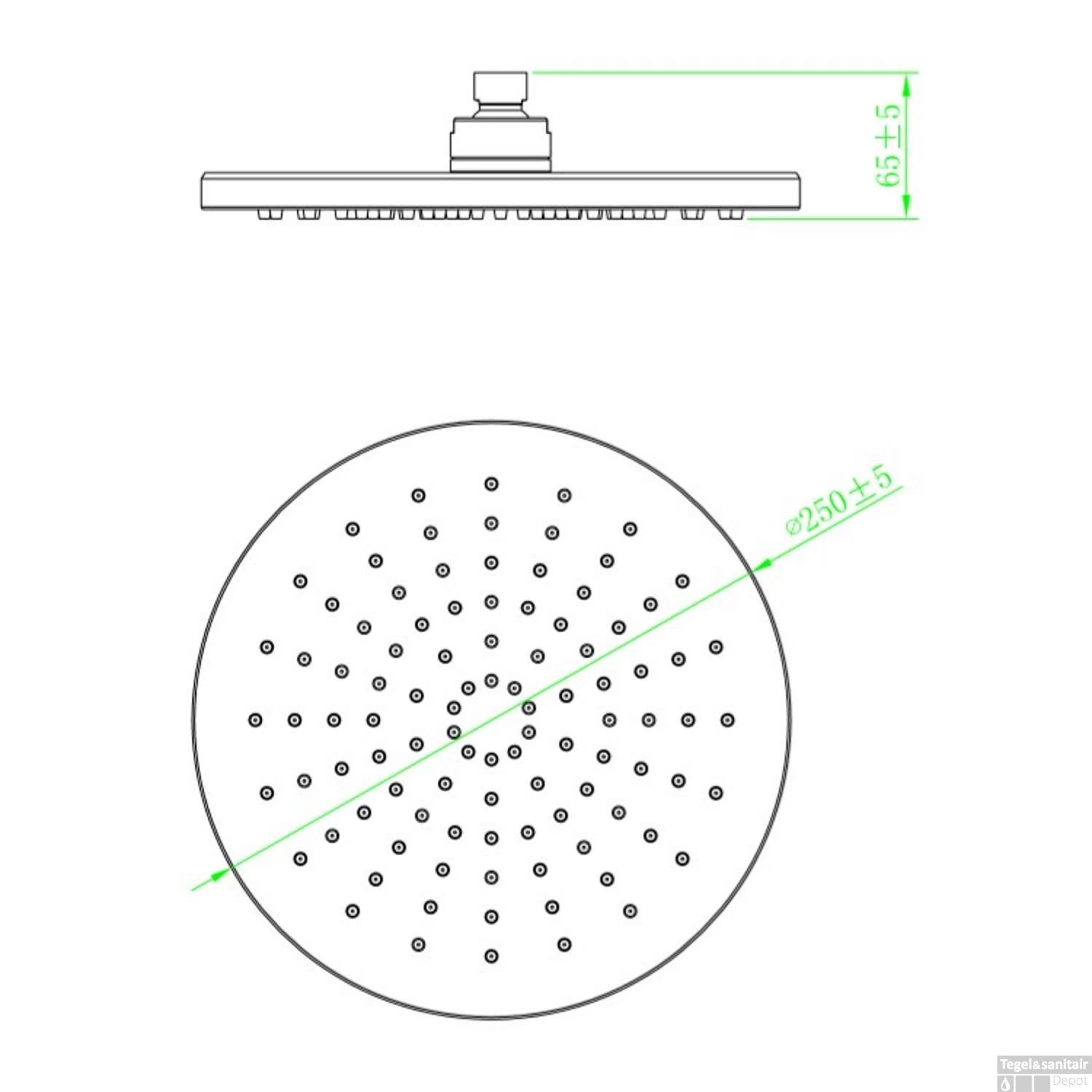 Douchekop Schutte Le Mans Rond 25cm Chroom - Afbeelding 2