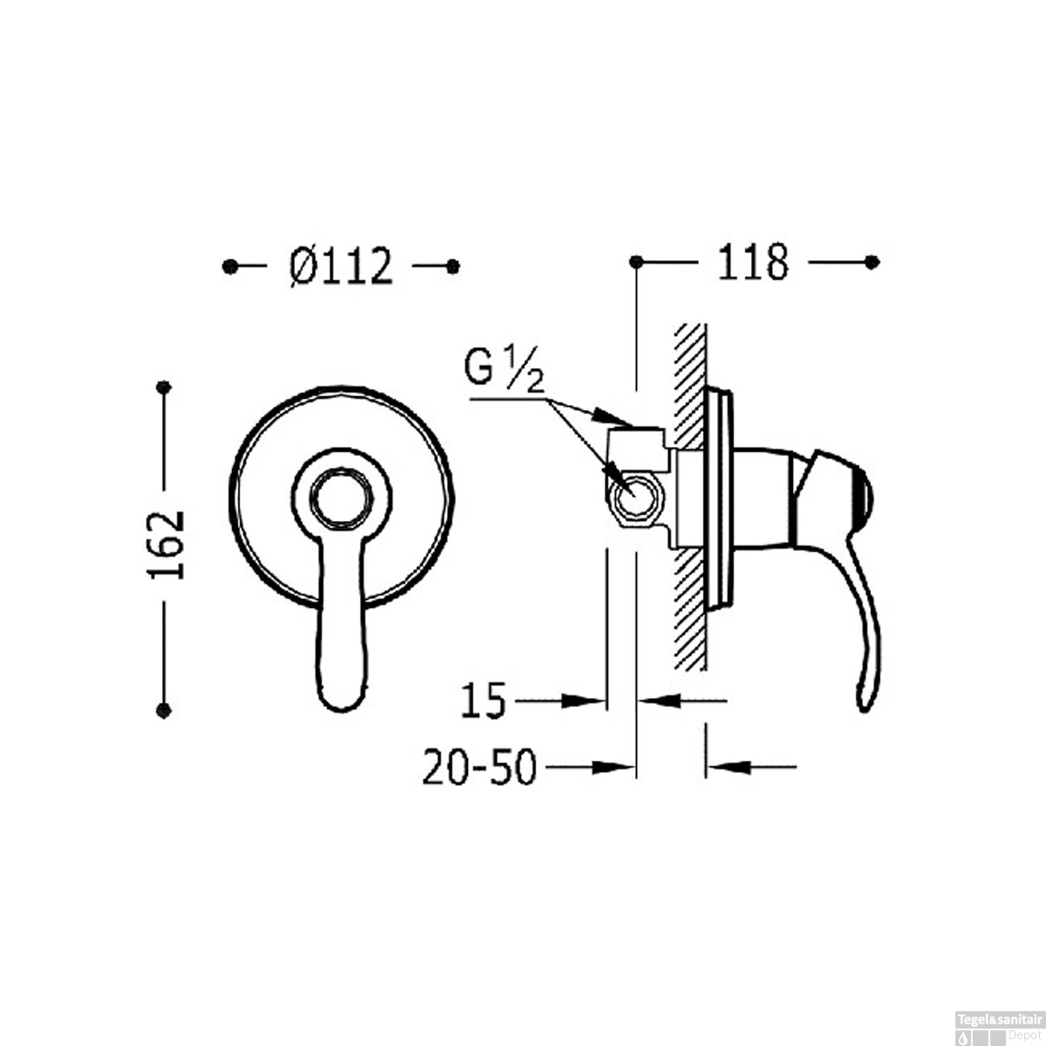 Douchekraan Tres Clasic Inbouw 1 Hendel Verouderd Messing Mat - Afbeelding 2
