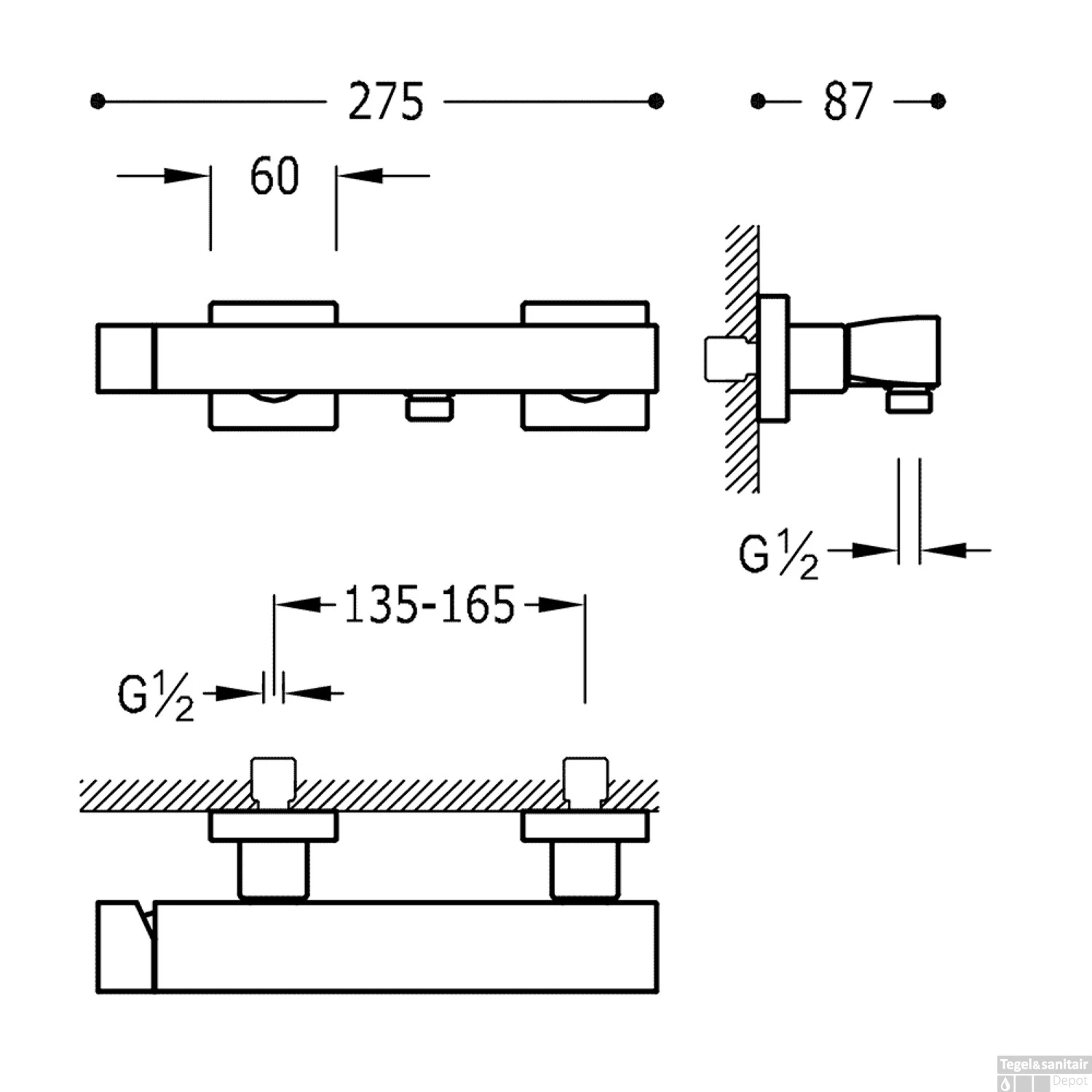 Douchemengkraan Tres Slim Exclusive Opbouw Vierkant Mat Wit - Afbeelding 2