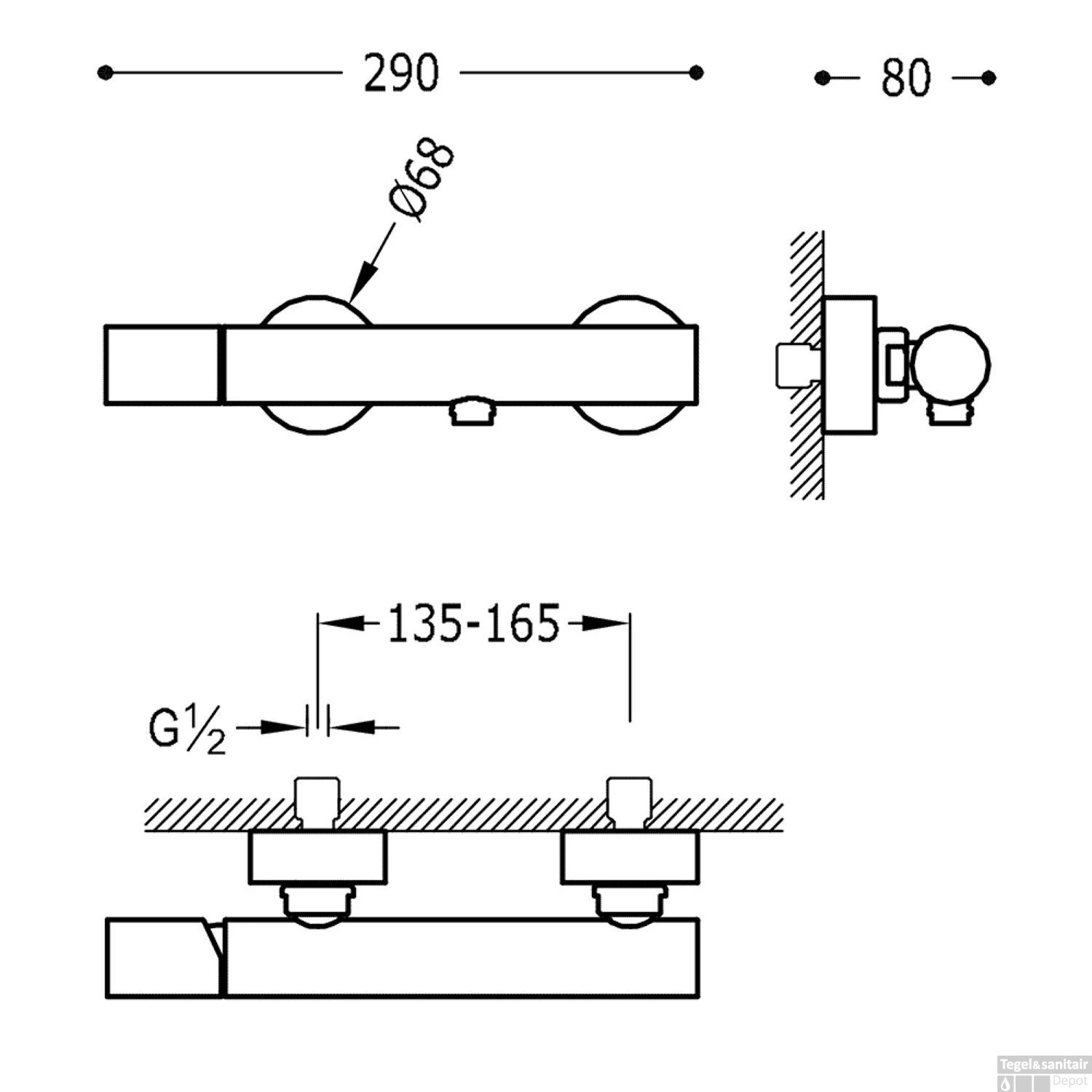 Douchemengkraan Tres Study Exclusive Rond 29 Cm Met Staafhanddouche Goud - Afbeelding 2