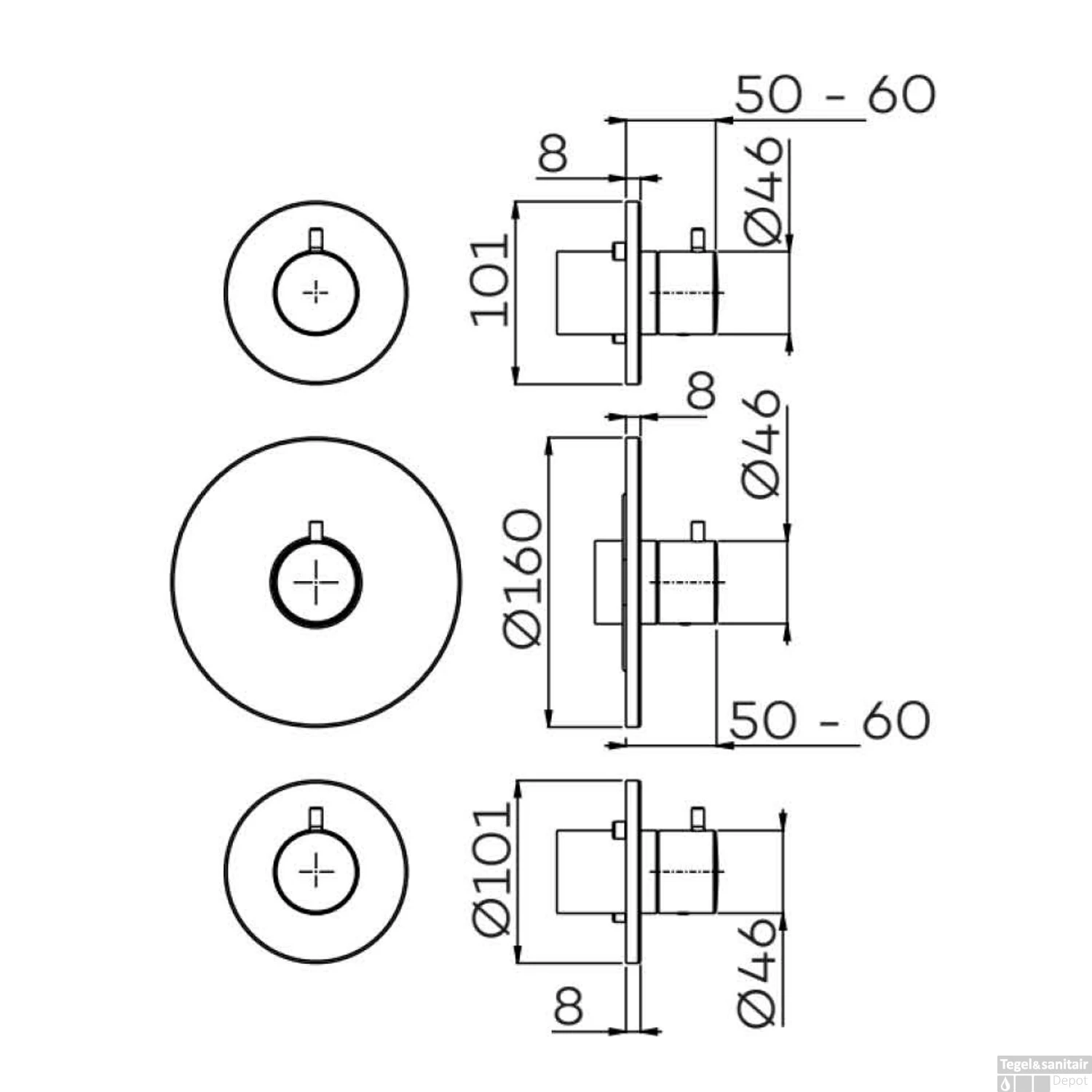 Inbouw Thermostaat Lagoo Garda Met 2-weg Omstel En Stopkraan Goud - Afbeelding 2