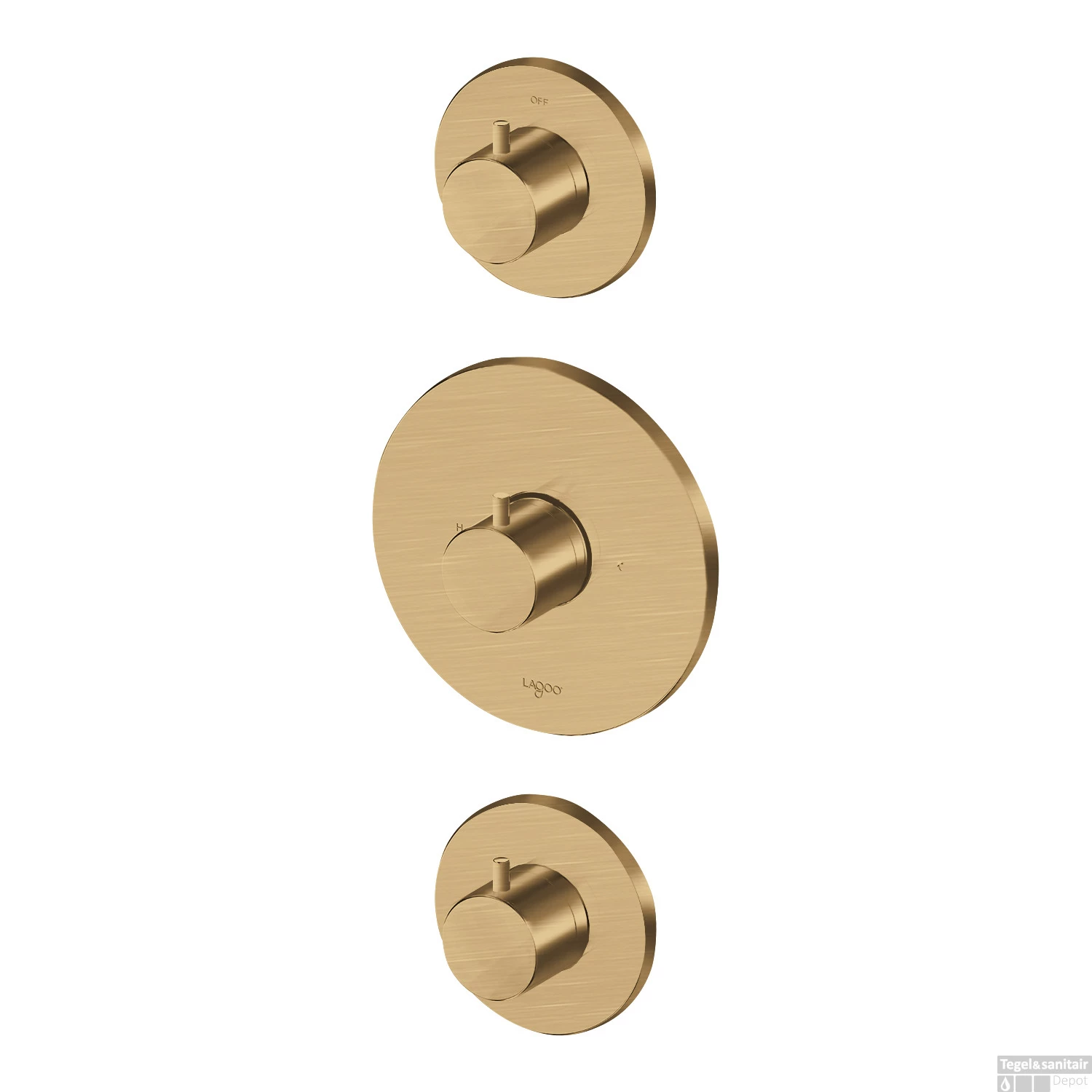 Inbouw Thermostaat Lagoo Garda Met 2-weg Omstel En Stopkraan Goud