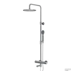 Thermostatische Regendoucheset Lagoo Garda Voor Bad/Douche Met Handdouche Rond Geborsteld Nikkel