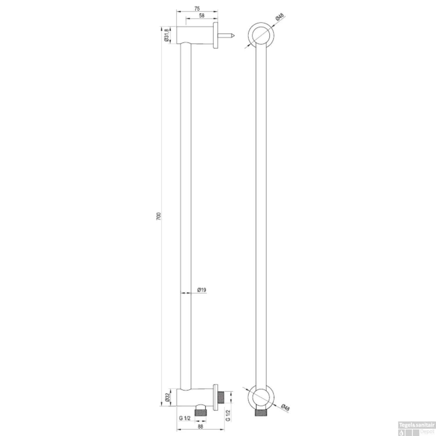 Glijstang Brauer Gunmetal Edition Met Geïntegreerde Wandaansluitbocht Geborsteld Gunmetal - Afbeelding 2