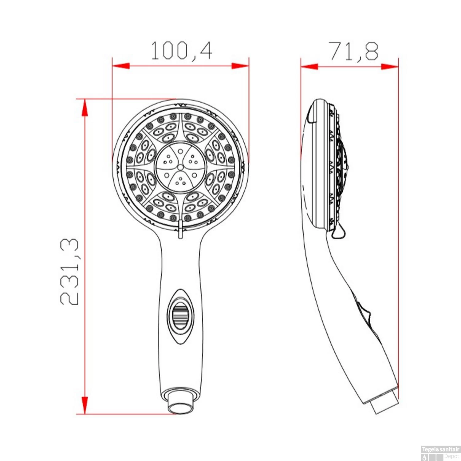 Handdouche Schutte Aqua2Save 3 Functies Met Waterstop Chroom - Afbeelding 2