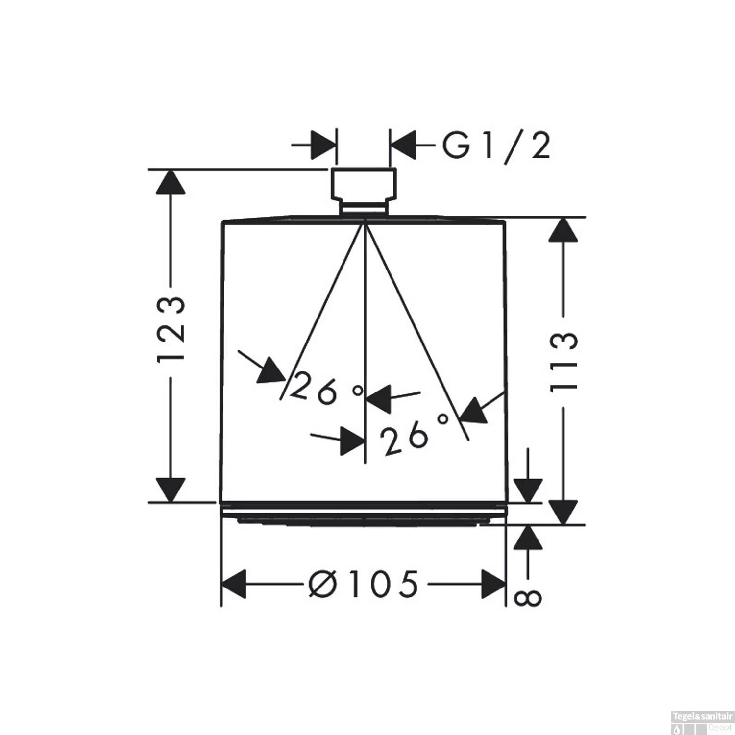 Hoofddouche HansGrohe Pulsify S 105 1 Jet EcoSmart Zonder Wandaansluiting Mat Wit - Afbeelding 3