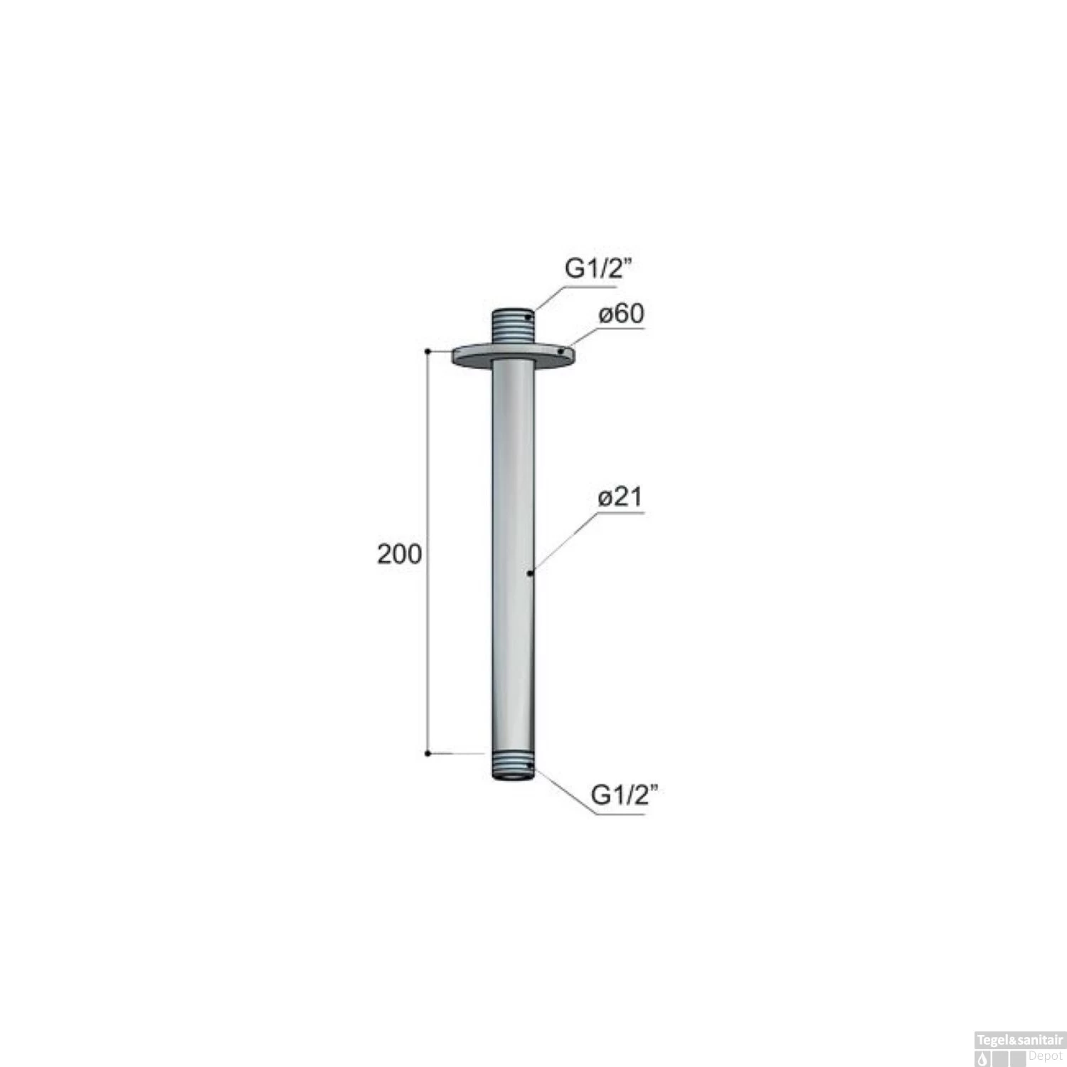 Hotbath Archie Douchearm Plafondaansluiting 20 Cm Rond RVS 316 AR452IX - Afbeelding 3