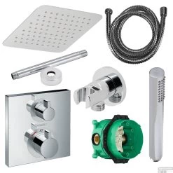 Hansgrohe Ecostat Regendoucheset Inbouw Plafonduitloop Met Handdouche En Hoofddouche 30cm Thermostaat Vierkant Chroom