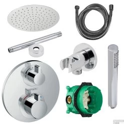 Hansgrohe Ecostat Regendoucheset Inbouw Plafonduitloop Met Handdouche En Hoofddouche 20cm Thermostaat Rond Chroom