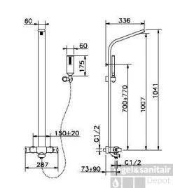 Huber Atelier Douchekolom Met Thermostaatkraan RVS 290.AT01H.NS