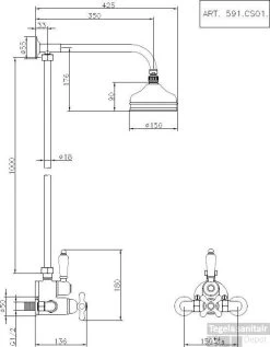 Huber Croisette Douchecombinatie Goud 591CS21HAG