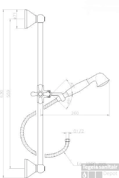 Huber Croisette Glijstangcombinatie Chroom-Goud 6207HCA - Afbeelding 2