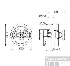 Huber Croisette Inbouw Douchethermostaat Chroom 18551HCR 3/4