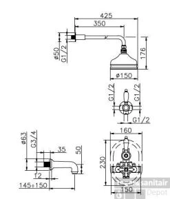 Huber Croisette Inbouwset Bad/Doucheset Brons 916CS01HBA