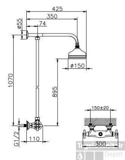 Huber Croisette Thermostatische Doucheset Goud 391.CS01H.AG