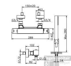 Huber Dado Douchethermostaatkraan Met Handdoucheset Chroom DD.D01010.21