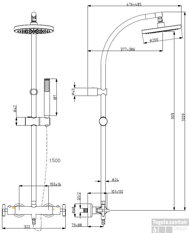 Huber Suite Douchekolom Met Thermostaatkraan 790CST21HNS