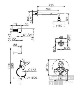 Huber Suite Inbouw Doucheset Met Glijstangset 912ST01HNS