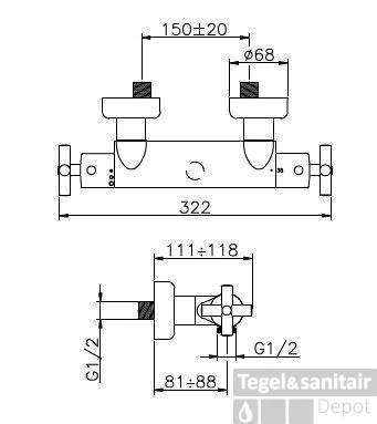 Huber Suite Opbouw Douchethermostaat 23001NFHCR - Afbeelding 3