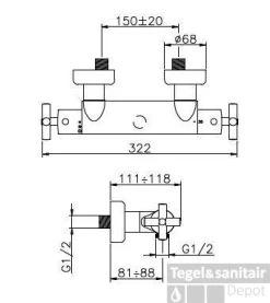 Huber Suite Opbouw Douchethermostaat 23001NFHCR