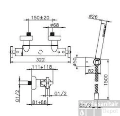 Huber Suite Opbouw Douchethermostaat Met Handdouche 191ST01HCR