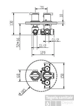 Huber Tratto Douchethermostaatkraan Inbouw Chroom 868.01H.CR