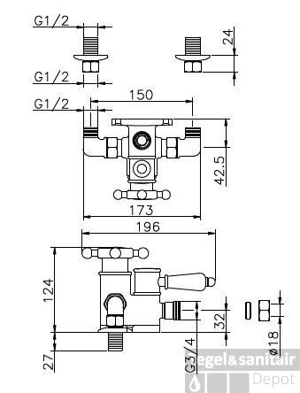 Huber Victorian Douchethermostaat Brons 150.VT51HBA - Afbeelding 2