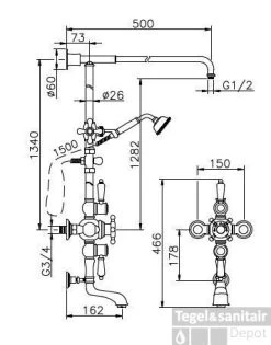 Huber Victorian Thermostatische Bad/Doucheset Chroom 598.VN01H.CR