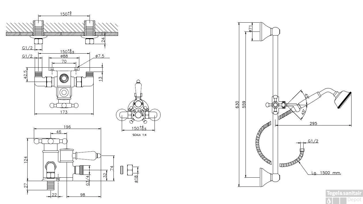 Huber Victorian Thermostatische Doucheset Brons 190RVT01HBA