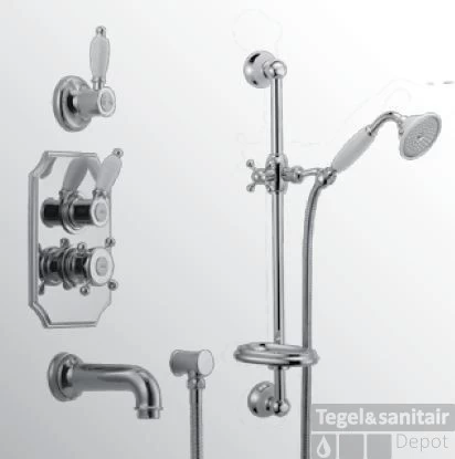 Huber Victorian Thermostatische Inbouw Doucheset Chroom/Goud 914.VT01H.CA - Afbeelding 2