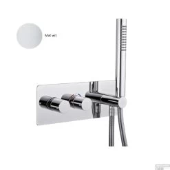 Inbouw Douchekraan Sanimex Giulini Thermostatisch 1-Uitgang Rechthoekig Incl. Handdouche En BOX Inbouwdeel Mat Wit