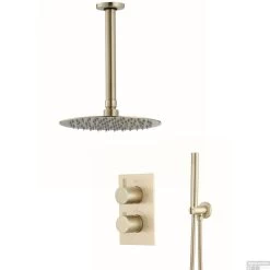 Inbouw Regendouche Set Boss & Wessing Gold Plafonduitloop En 30 Cm Hoofddouche Mat Goud