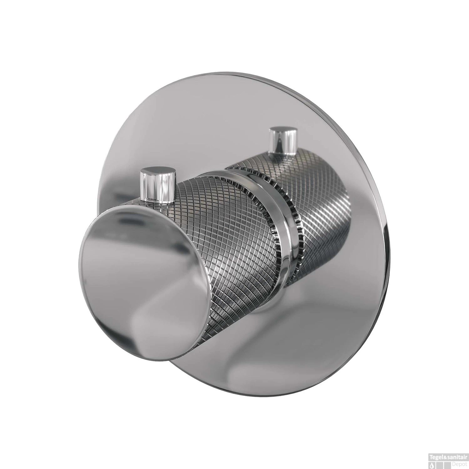 Inbouwthermostaat Brauer Chrome Carving Met Ronde Knop En Rozet Chroom