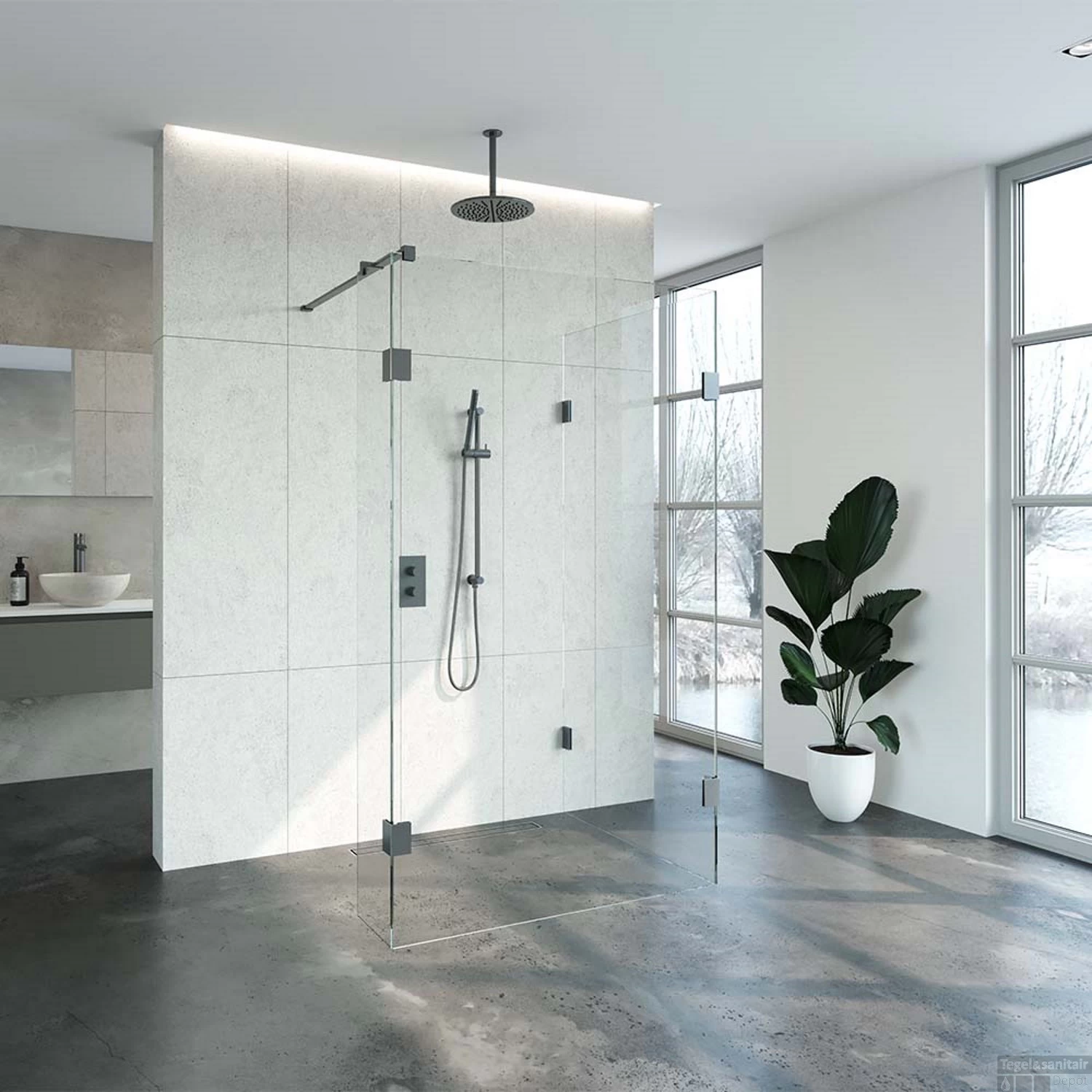 Inloopdouche Compleet Just Creating Profielloos 100x120/30 Cm Reversed Gunmetal - Afbeelding 2