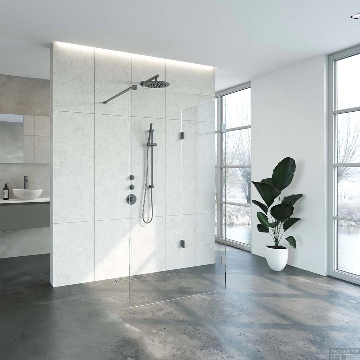 Inloopdouche Compleet Just Creating Profielloos 90x110 Cm Reversed Gunmetal - Afbeelding 2