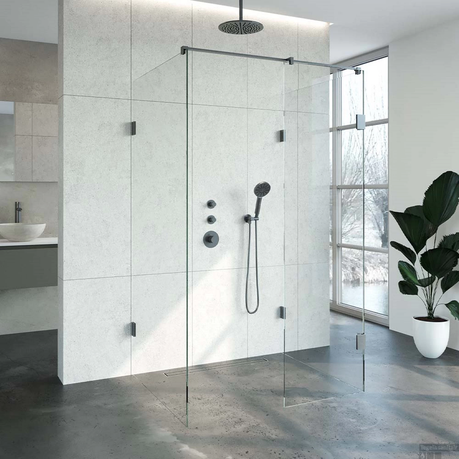 Inloopdouche Compleet XL Just Creating Profielloos 100x120 Cm Gunmetal