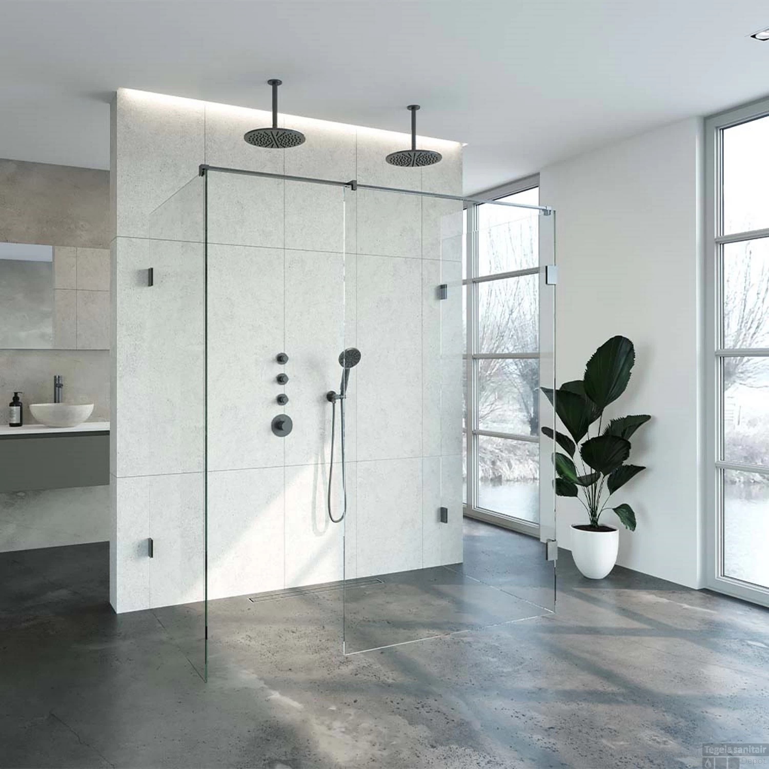 Inloopdouche Compleet XL Just Creating Profielloos 100x180 Cm Gunmetal - Afbeelding 2