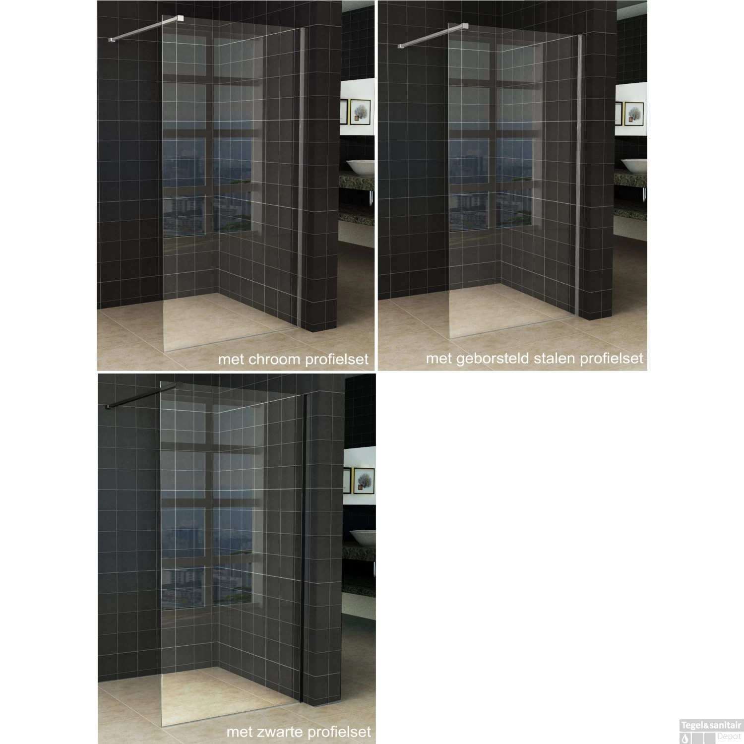 Inloopdouche Wiesbaden Slim 120x200cm 8mm Helder Antikalk Coating (Exclusief Profiel) - Afbeelding 2