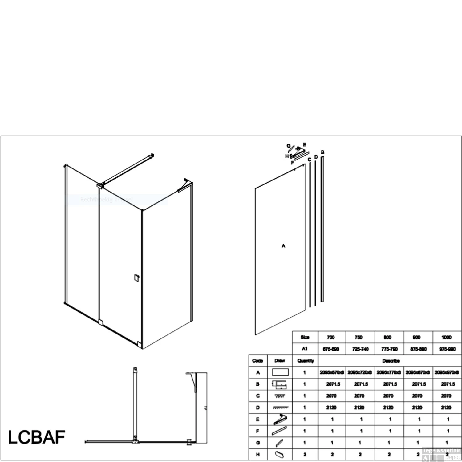 Douchecabine Lacus Capri 140 Cm Naar Binnen En Buiten Klapdeur 8mm Helder Glas - Afbeelding 3